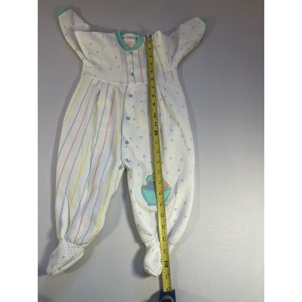 Vintage Carter’s Quilted Baby Sleeper One-Piece Pastel Stripe Footed - Picture 12 of 12